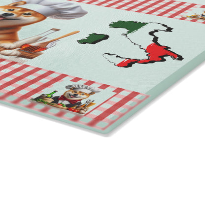 Shiba Inu Chef Glass Cutting Board, Dog Lover Gift, Kitchen Decor, Cooking Accessory, Unique Kitchen Gadgets
