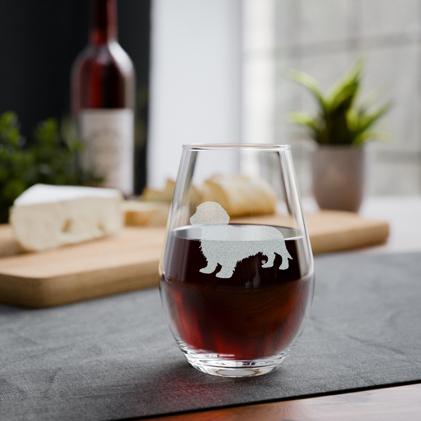 Wire Hair Dachshund Sketch and Serve Engraved Stemless Wineglass