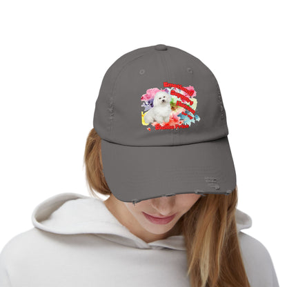 Emotional Support Human for My Bichon Frise Distressed Dad Hat - Baseball Cap