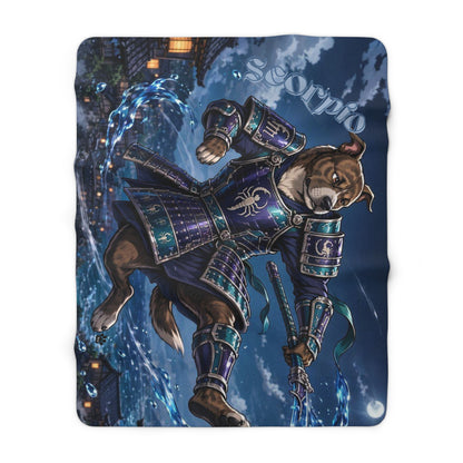 Scorpio Pitbull Warrior Sherpa Blanket