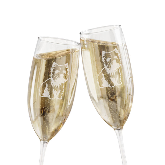 West Highland Terrier  Engraved Champagne Flute