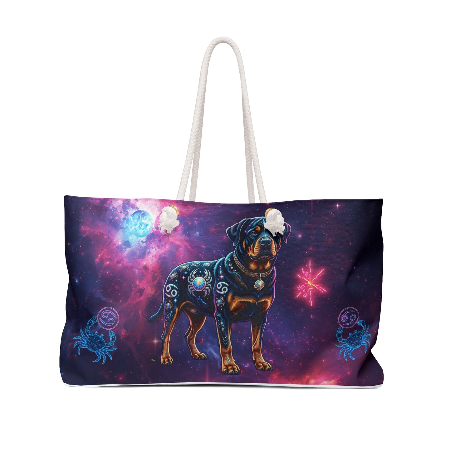 Celestial Cancer Zodiac Rottweiler Weekender Bag – Oversized Travel Tote