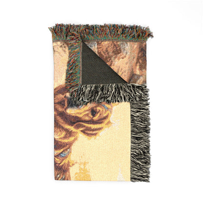 Leo Zodiac Golden Retriever Woven Blanket | Fire Sign Tapestry Throw with Fringe | Boho Astrological Dog Lover Gift | Couch & Wall Decor