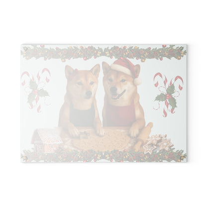 Shiba Inu Christmas Cookie Bakers Glass Cutting Board