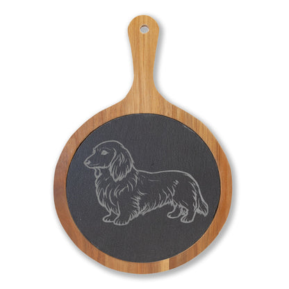 Long Hair Dachshund Engraved Charcuterie Board, Dog Lover Cheese Board & Serving Platter