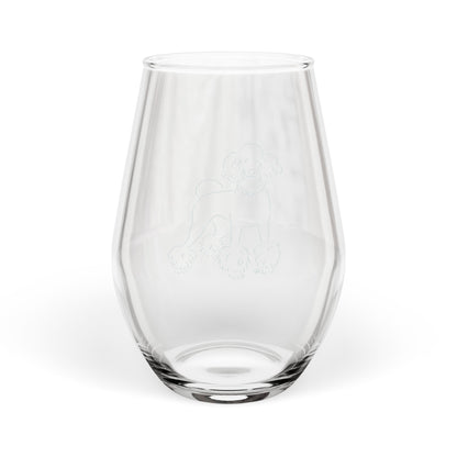 Standard Poodle Sketch and Serve Engraved Stemless Wineglass