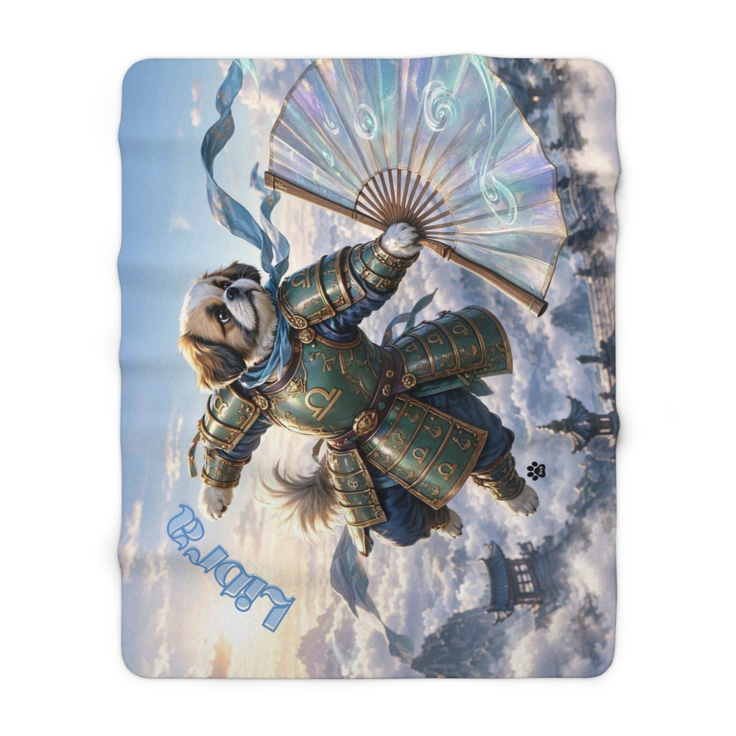 Libra Shih Tzu Warrior Sherpa Blanket