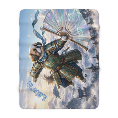 Libra Shih Tzu Warrior Sherpa Blanket