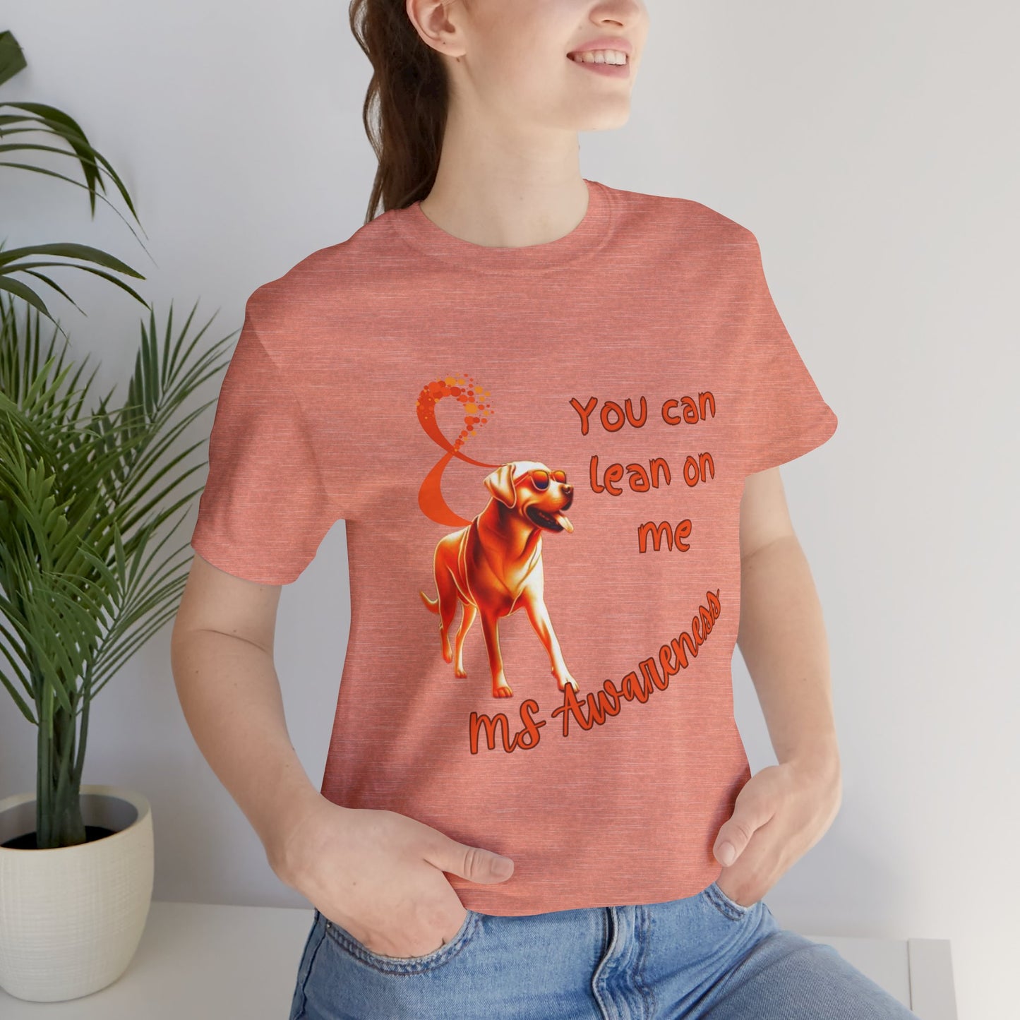 Labrador Retriever MS Awareness T-Shirt – "Lean on Me" Orange Ribbon Tee