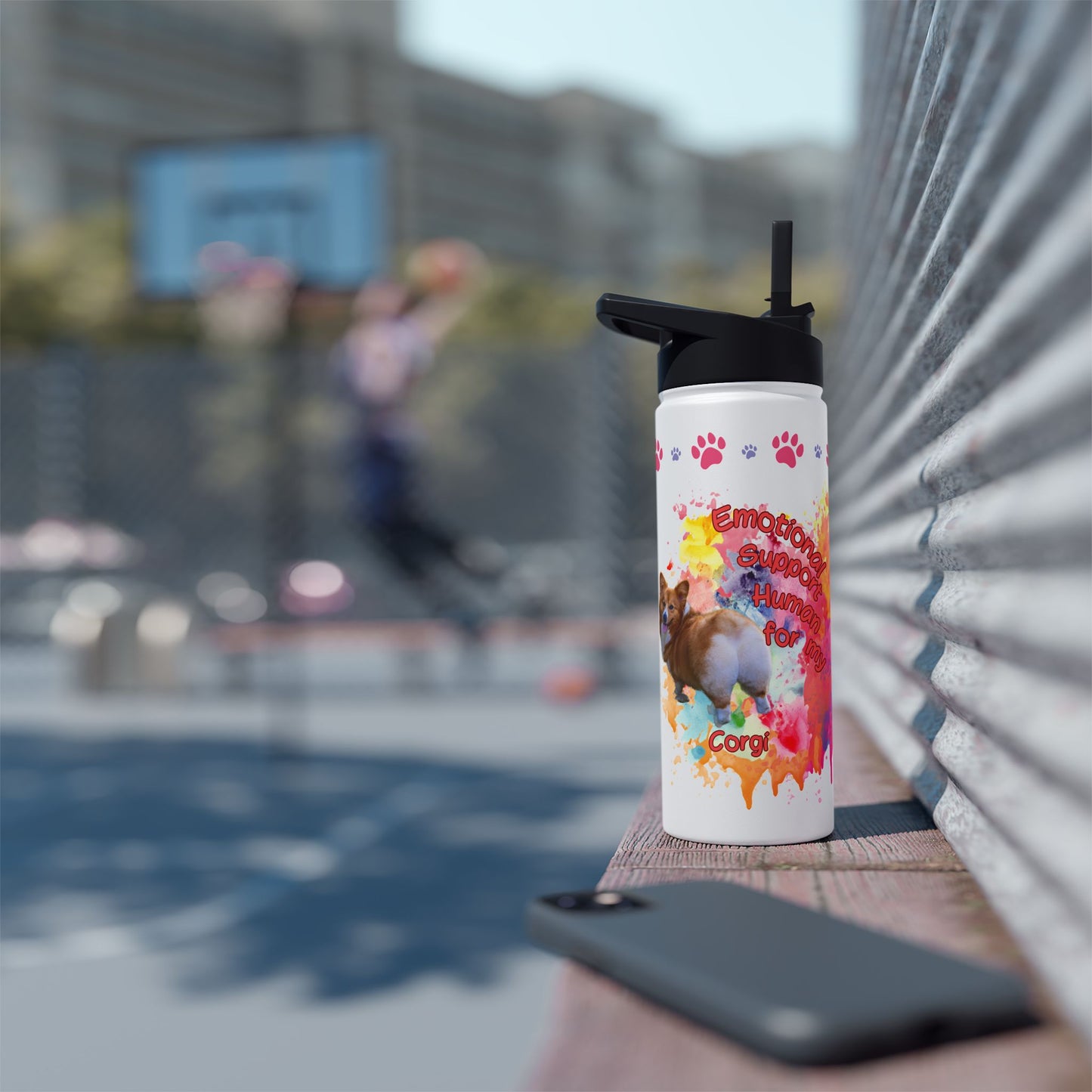 Emotional Support Human for my Corgi Sports Water Bottle