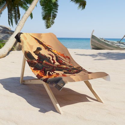 Samurai Fox Beach Towel — Fiery Warrior Anime Beach Towel