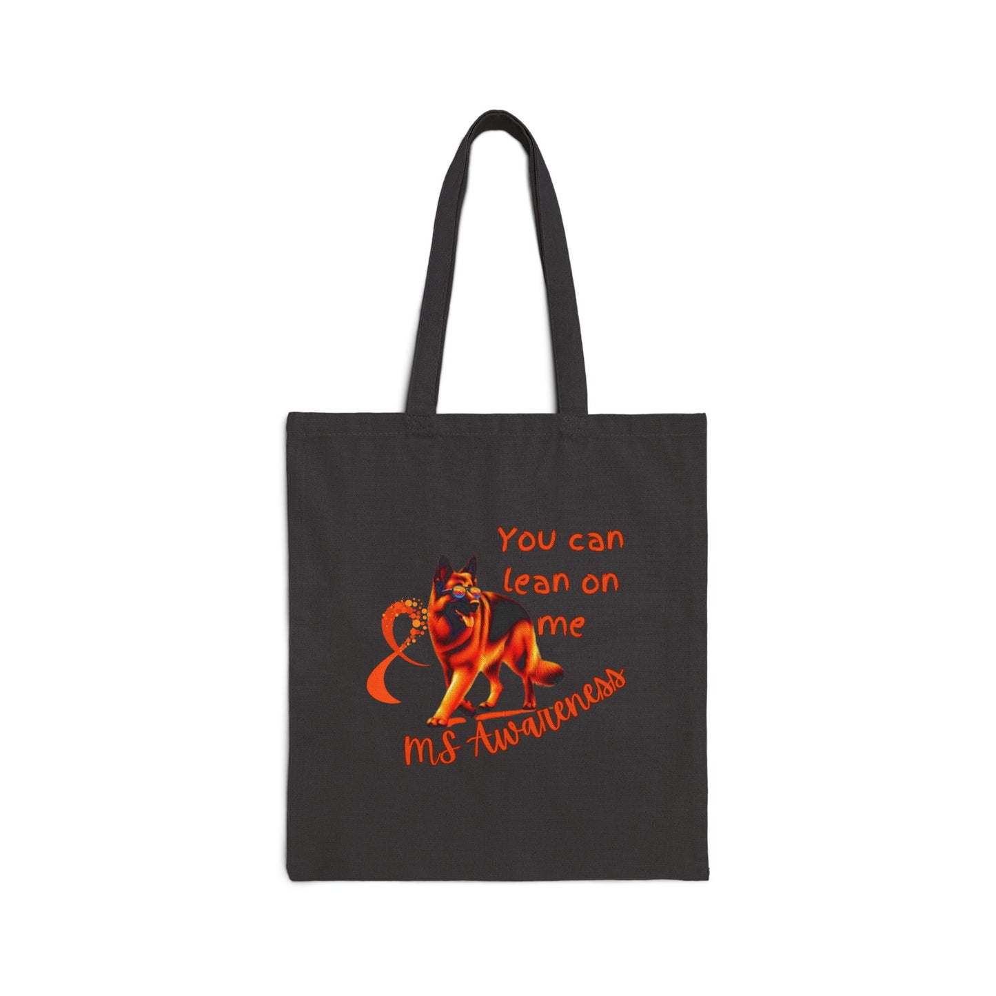 MS Awareness German Shepherd Lean on me Cotton Canvas Tote Bag