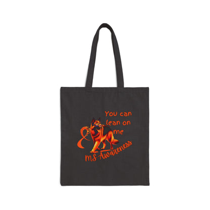 MS Awareness German Shepherd Lean on me Cotton Canvas Tote Bag