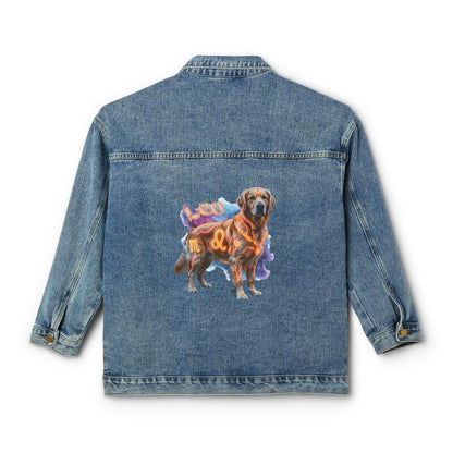 Golden Retriever Leo Zodiac Denim Jacket - Celestial Astrology Jean Jacket