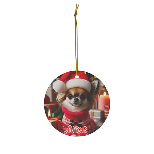 Chihuahua naughty and nice christmas Ornament