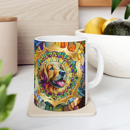 Golden Retriever Stained Glass Ceramic Mug