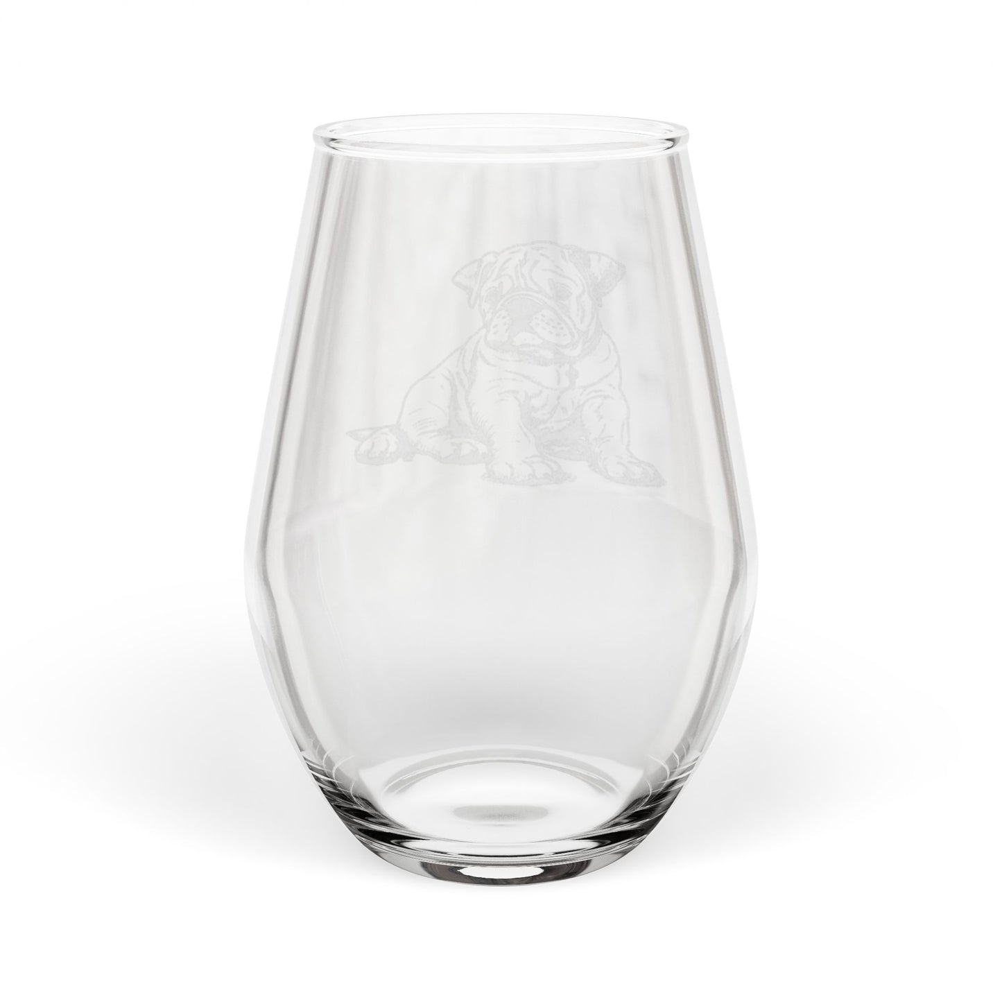 American Bulldog Sketch and Serve Engraved Stemless Wineglass