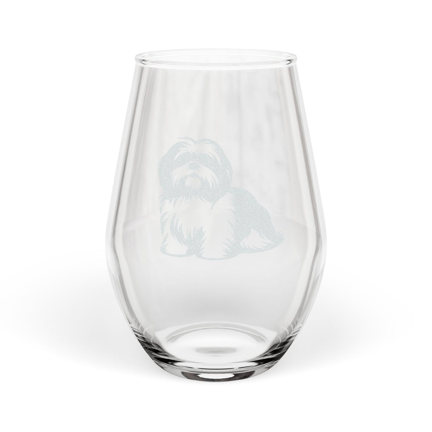 Shih Tzu Sketch and Serve Engraved Stemless Wineglass