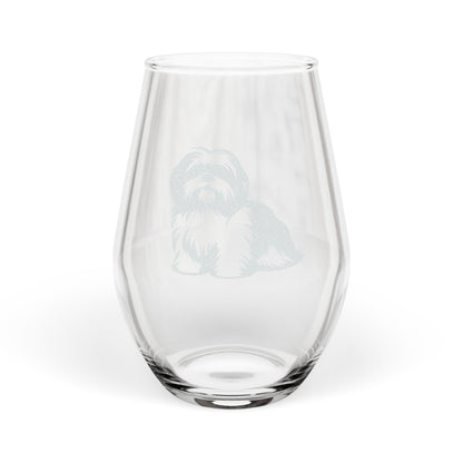 Shih Tzu Sketch and Serve Engraved Stemless Wineglass