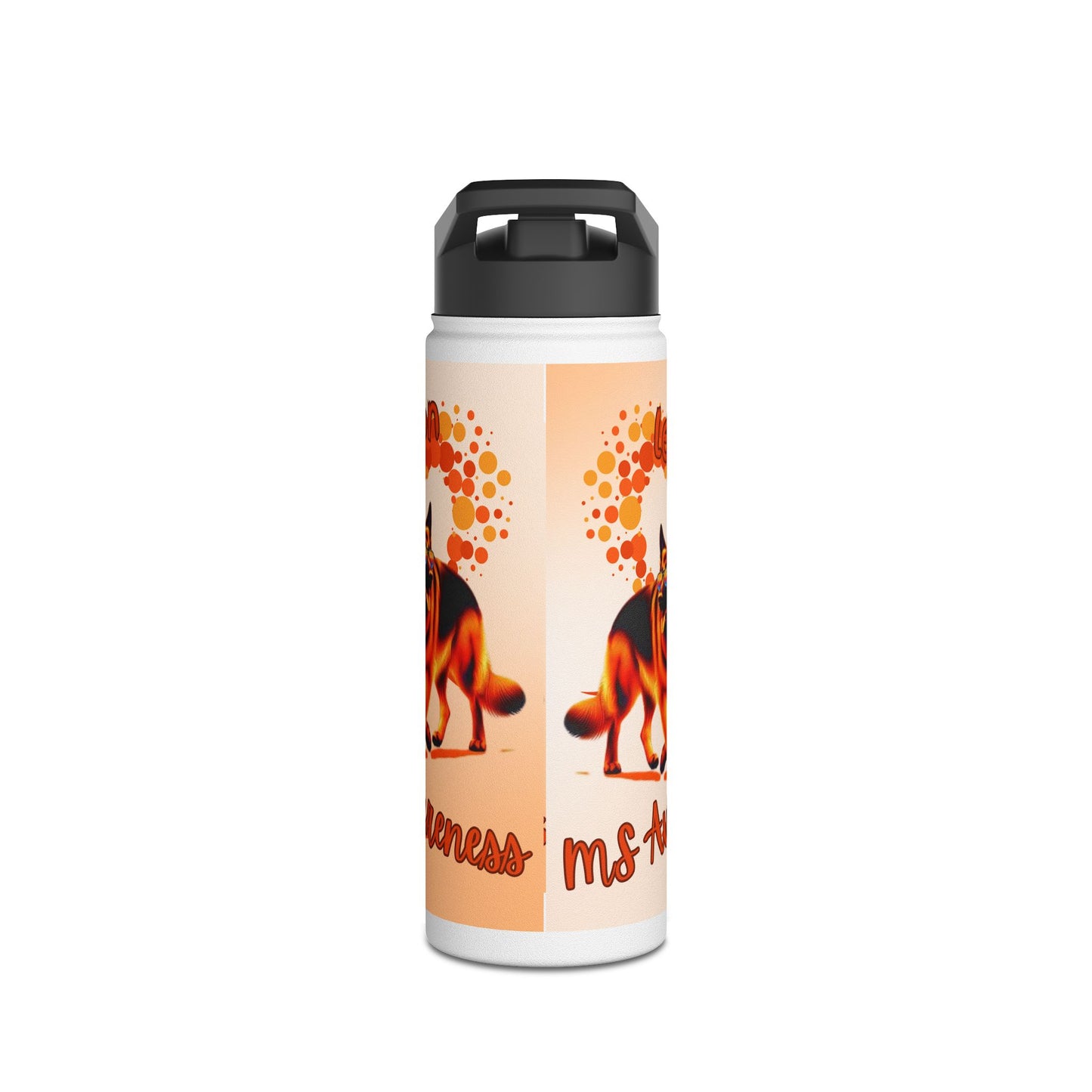 MS Awareness German shepherd "Lean on me" Stainless Steel Water Bottle, Standard Lid