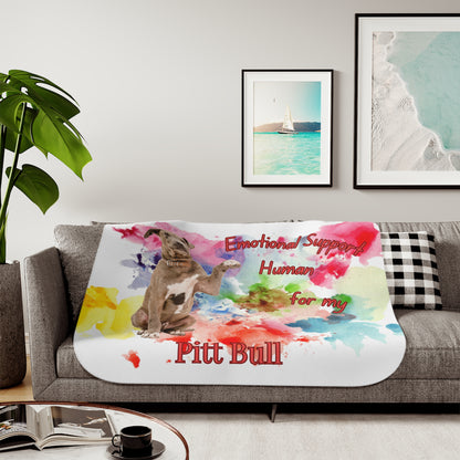 Emotional Support Pit Bull Sherpa Blanket - Cozy Animal Lover Gift