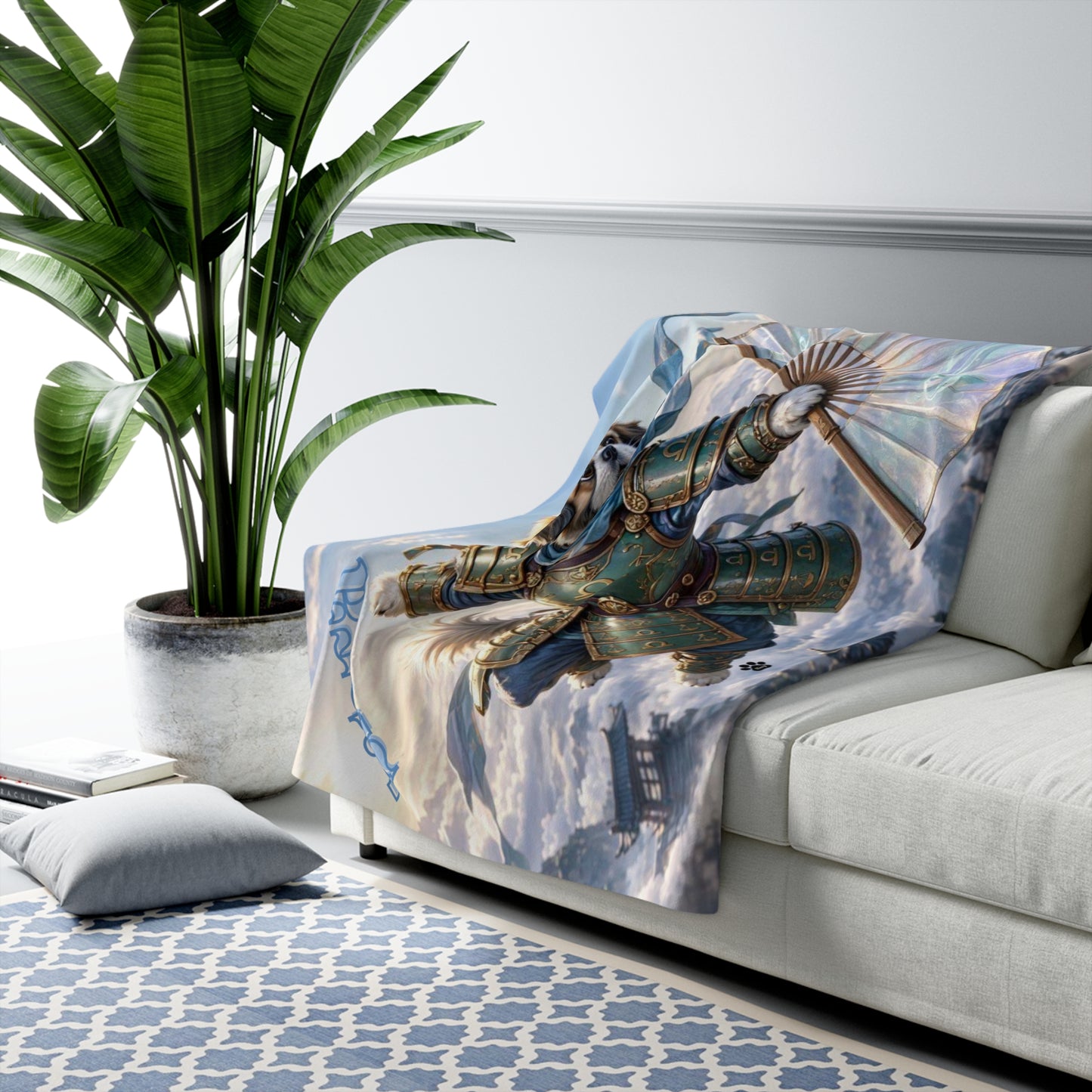 Libra Shih Tzu Warrior Sherpa Blanket