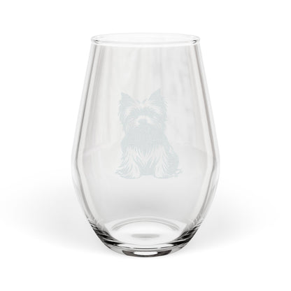 Yorkshire Terrier Sketch and Serve Engraved Stemless Wine glass