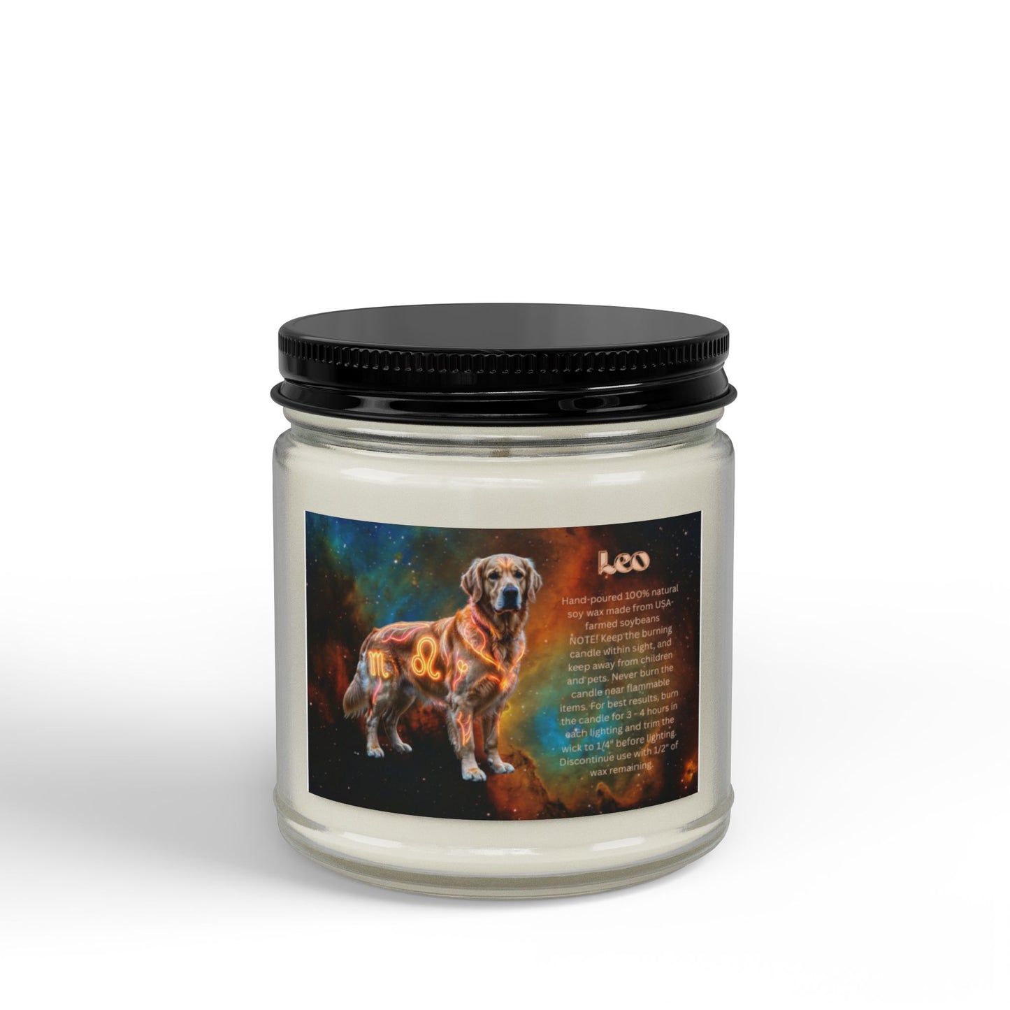 Golden Retriever Leo Zodiac Scented Soy Candle - Celestial Astrology Gift