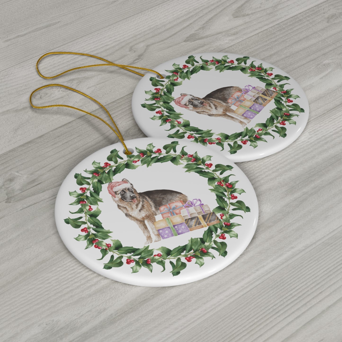 German Sheperd Christmas Ornament Ceramic Round Ornament Christmas decor