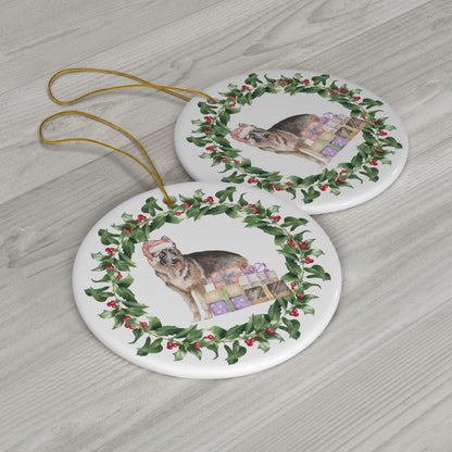 German Sheperd Christmas Ornament Ceramic Round Ornament Christmas decor