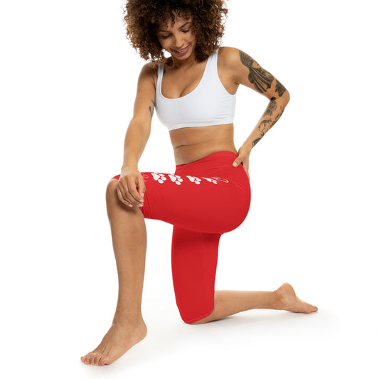 Paws and Hearts French Bulldog Capri Leggings red and white
