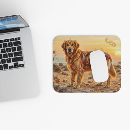 Leo Elements Collection Golden Retriever Rectangular Mouse Pad – Zodiac Desk Accessory