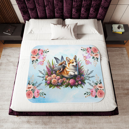 Corgi Fairytale Sherpa Blanket, Two Colors