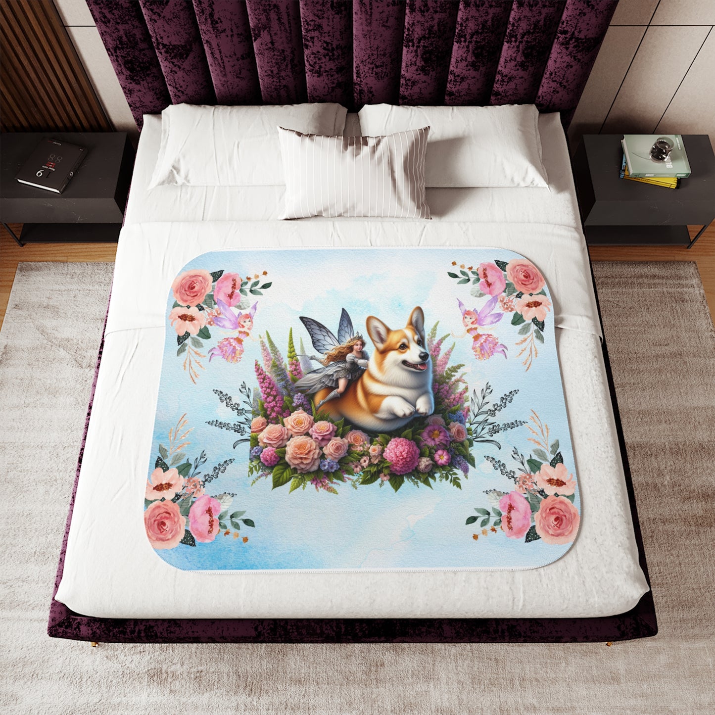 Corgi Fairytale Sherpa Blanket, Two Colors