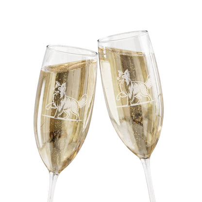 Border Collie Engraved Champagne Flute