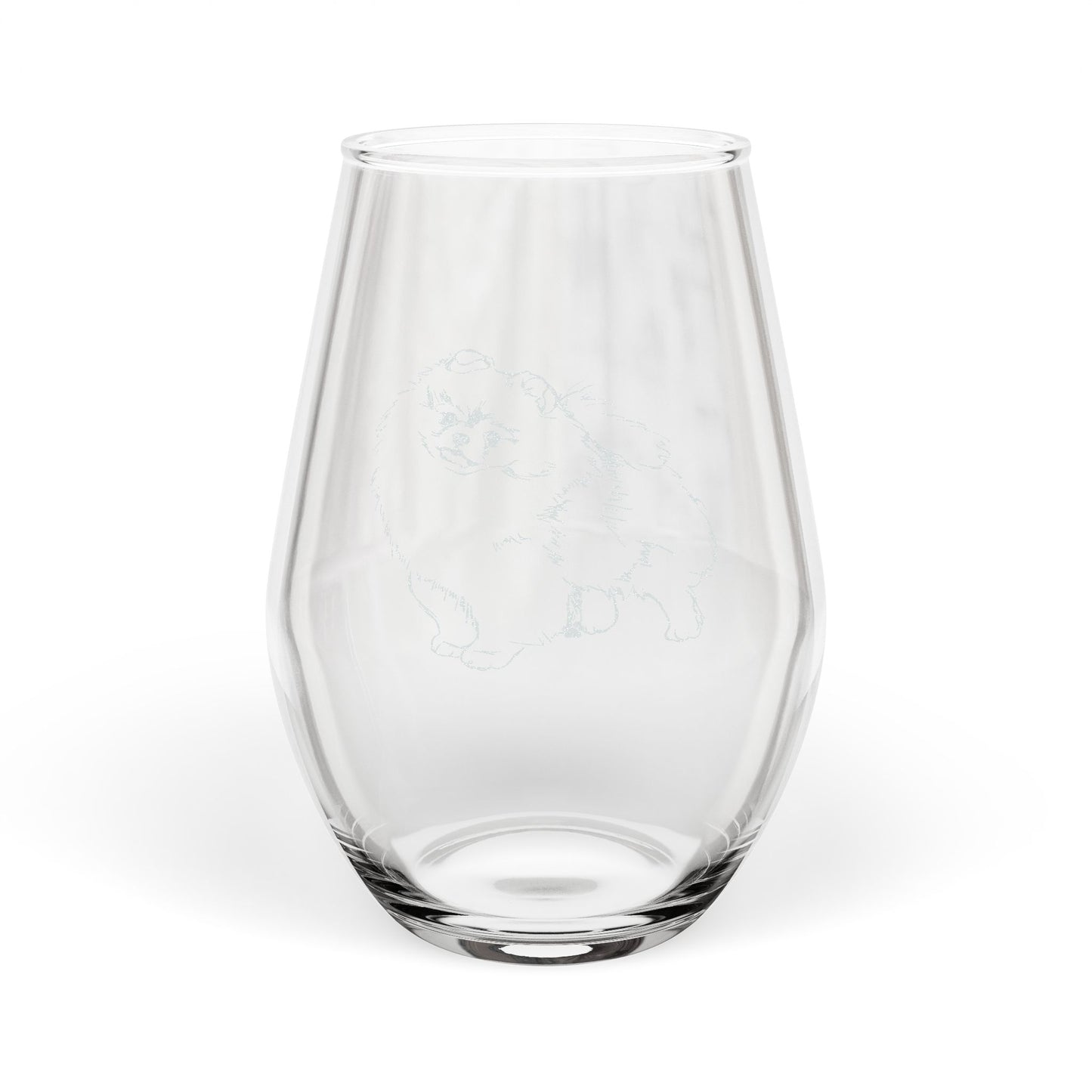 Pomeranian Sketch and Serve Engraved Stemless Wineglass