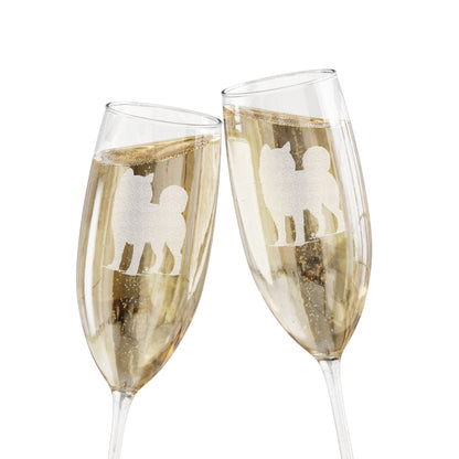Shiba Inu Engraved Champagne Flute