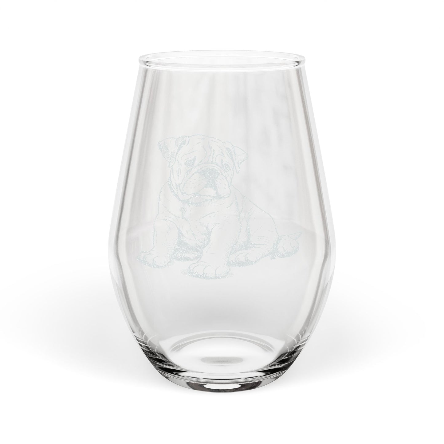 American Bulldog Sketch and Serve Engraved Stemless Wineglass