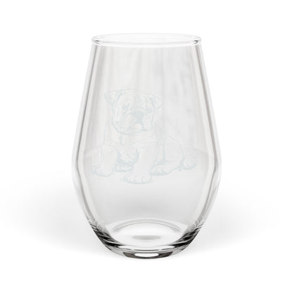American Bulldog Sketch and Serve Engraved Stemless Wineglass