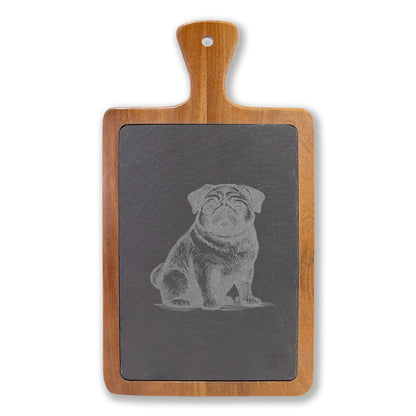 Pug Engraved Charcuterie Board, Dog Lover Cheese Board & Serving Platter