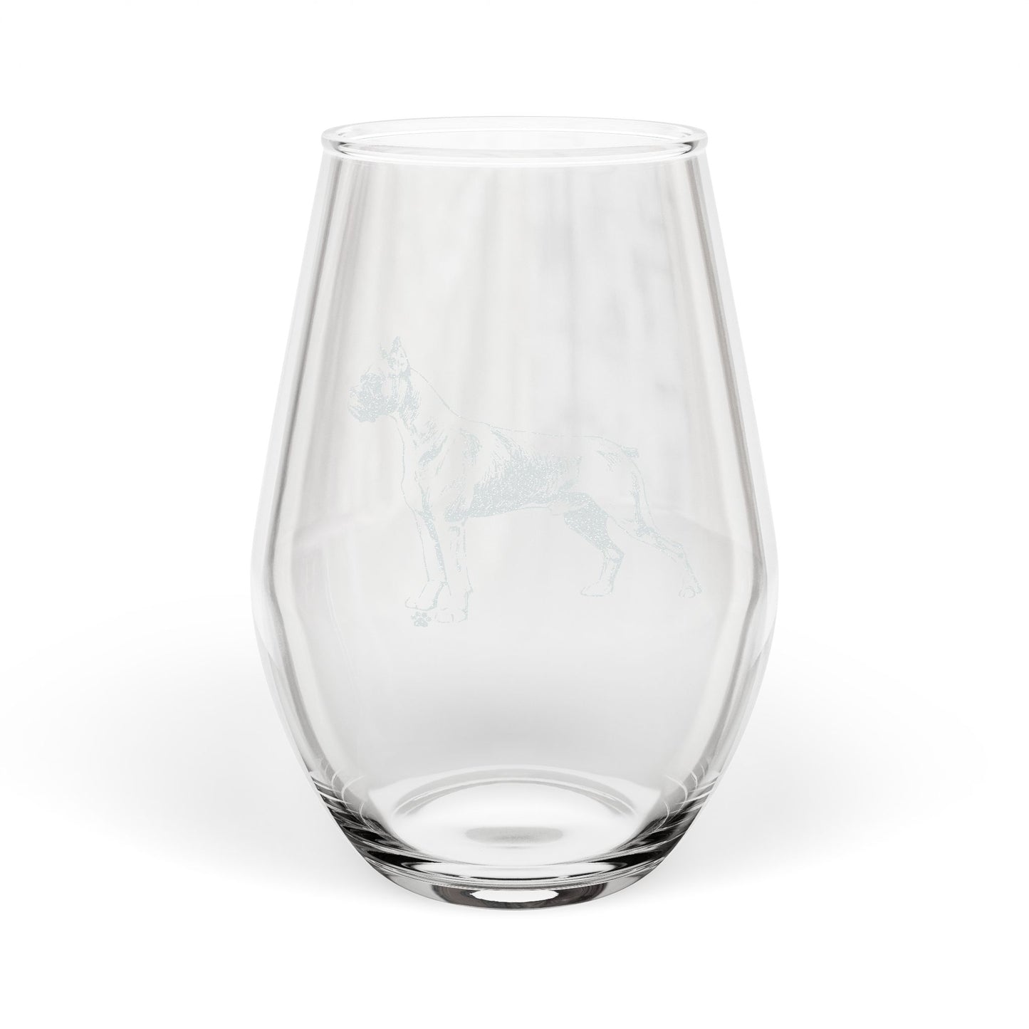 Boxer Sketch and Serve Engraved Stemless Wineglass