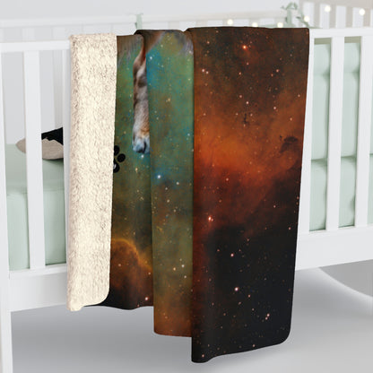 Golden Retriever Leo Zodiac Sherpa Blanket - Celestial Astrology Fleece Throw