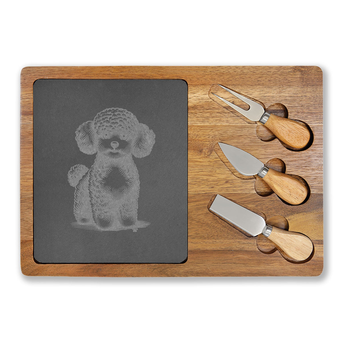 Toy Poodle Engraved Charcuterie Board, Dog Lover Cheese Board & Serving Platter