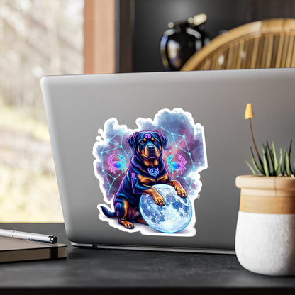 Celestial Rottweiler Kiss-Cut Vinyl Sticker – Cosmic Zodiac Dog Decal