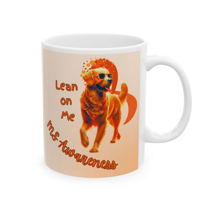 Golden Retriever MS Awareness Coffee Mug – "Lean on Me" Ceramic Mug