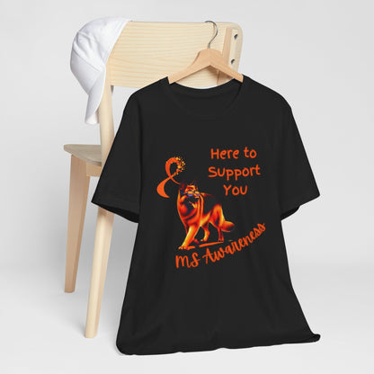 MS Awareness German Shepherd Orange Ribbon Support Design T-shirt.