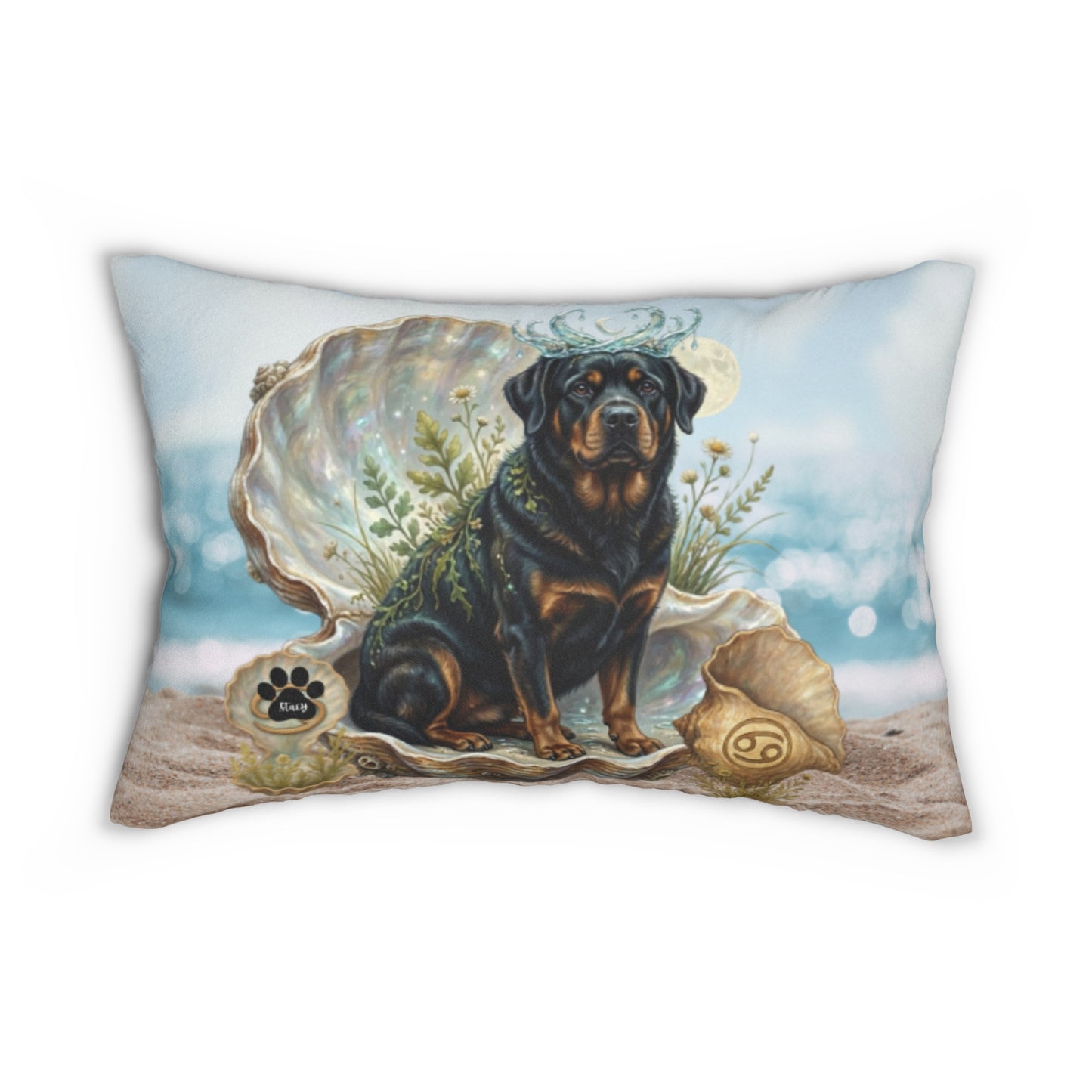 Cancer Zodiac Rottweiler Elements Text-Free Premium Lumbar Pillow