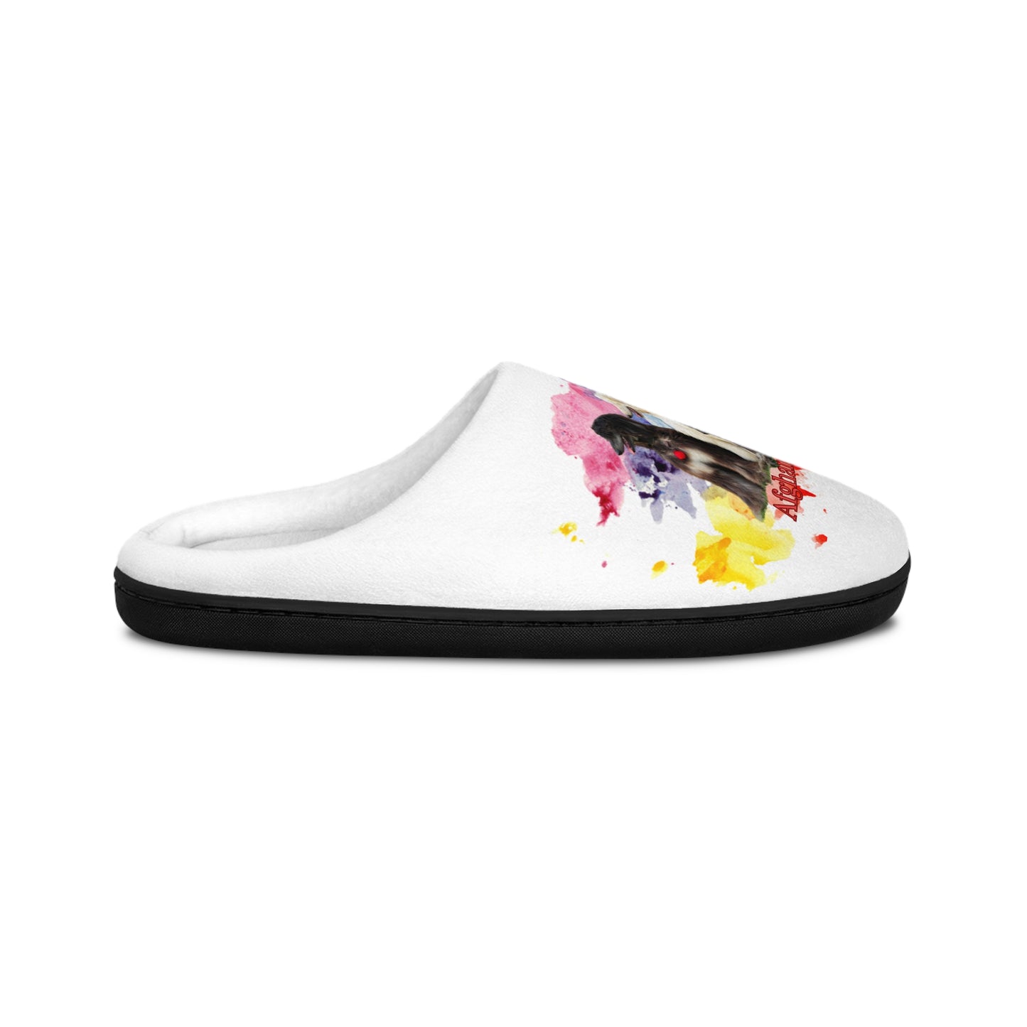 Emotional Support Human  Women's Indoor Slippers - Afghan Hound Design
