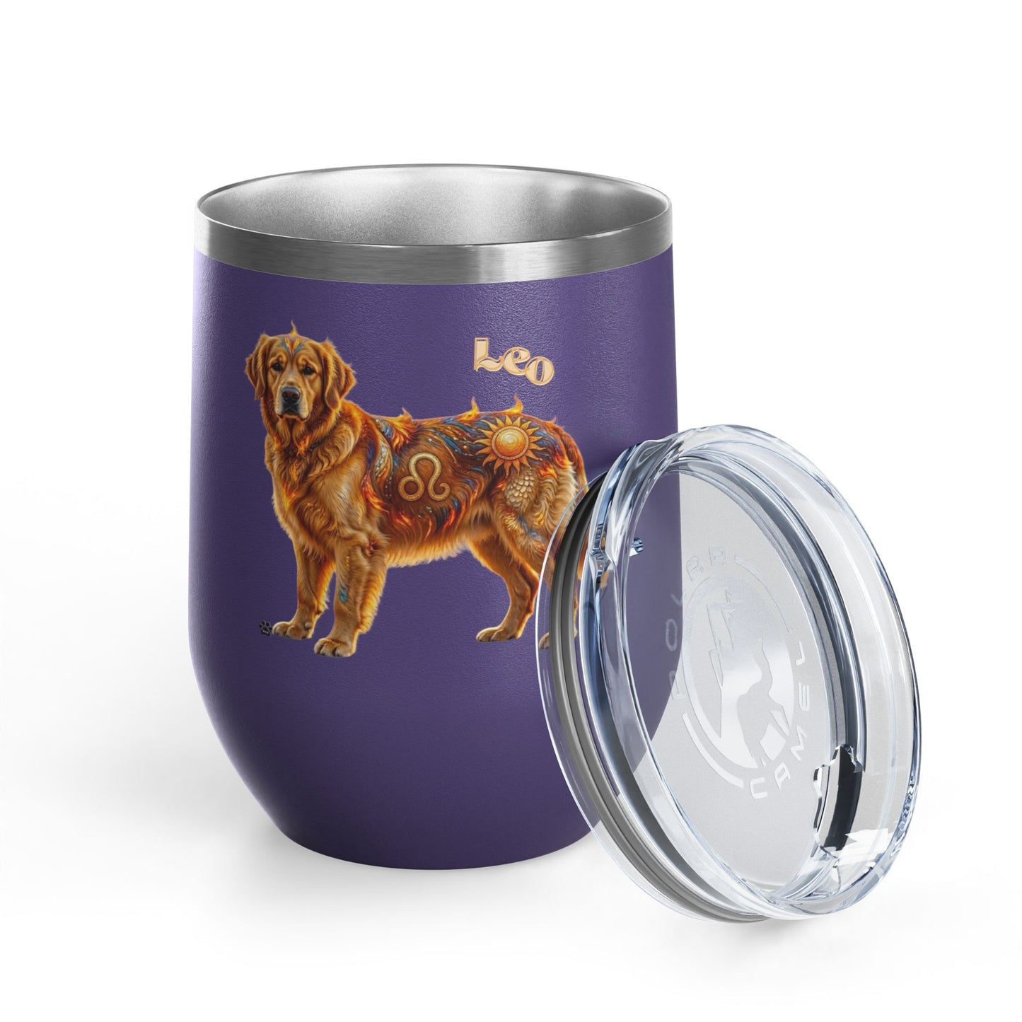 Leo Elements Collection Golden Retriever 12oz Stainless Steel Wine Tumbler