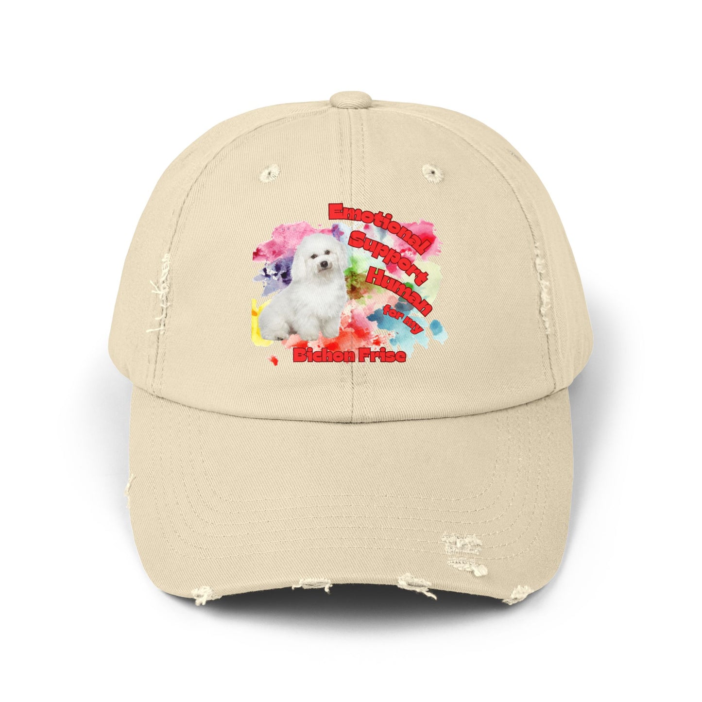Emotional Support Human for My Bichon Frise Distressed Dad Hat - Baseball Cap